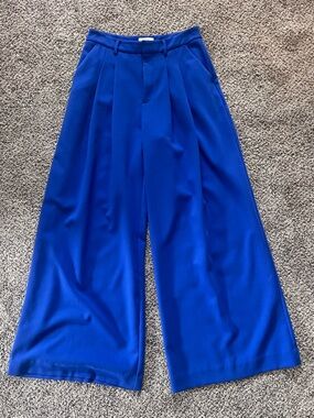 Maeve Anthropologie the Avery Pleated Wide-Leg Trousers Pants Cobalt Blue Size 4